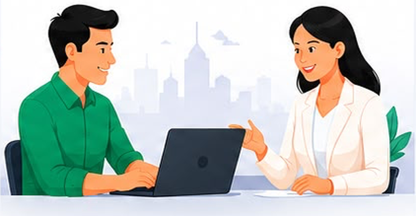An expert guiding a business owner through scheme applications